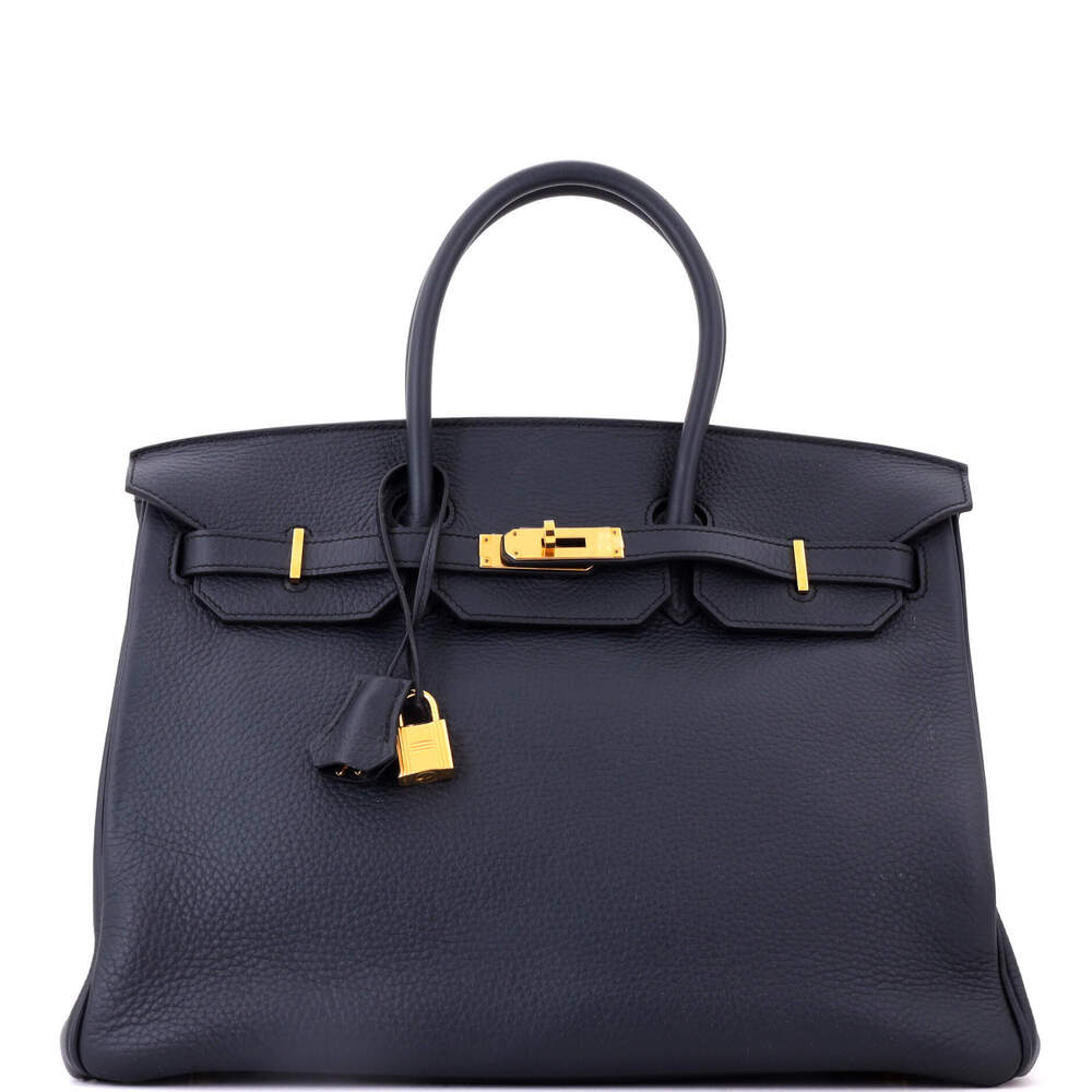 Hermes Birkin 35 Blue Clemence with Gold Hardware